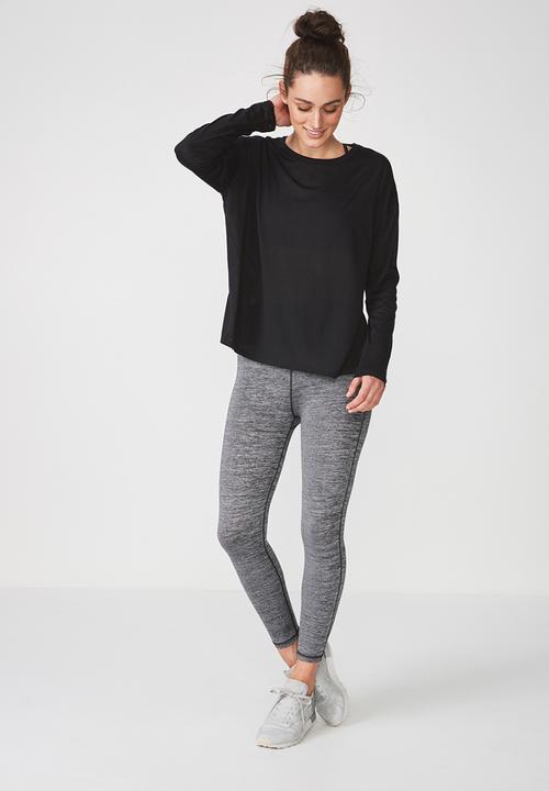 Cotton On - Long sleeve split hem - black
