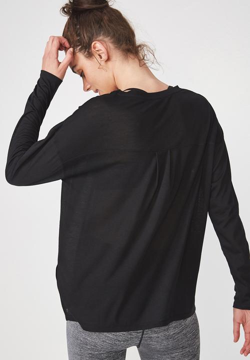 Cotton On - Long sleeve split hem - black
