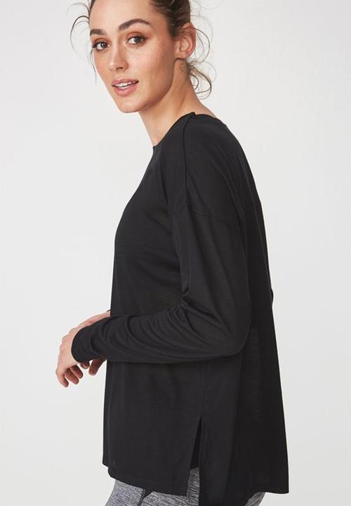 Cotton On - Long sleeve split hem - black