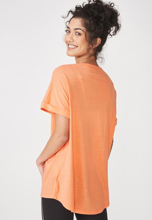 Cotton On - Dropped shoulder slogan T-shirt - orange