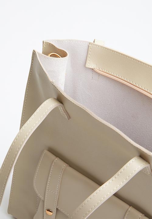 STYLE REPUBLIC - Leather-look shopper bag - cream