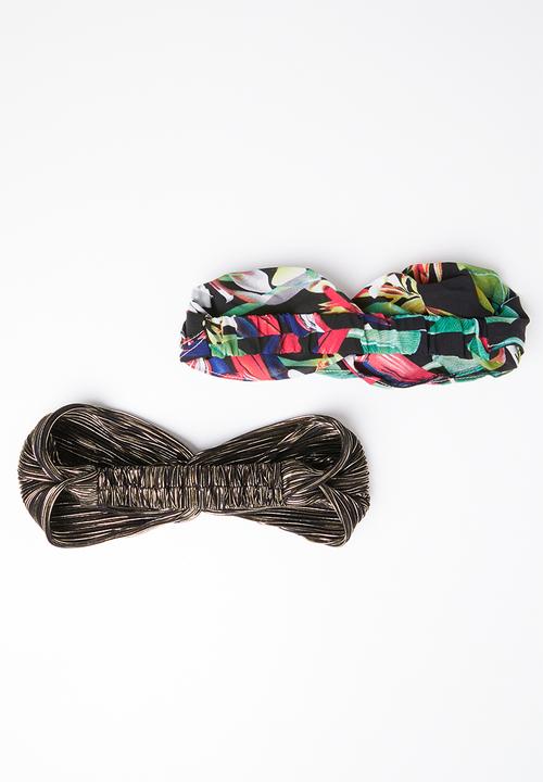 STYLE REPUBLIC - Tropical and plisse headband twinpack - multi