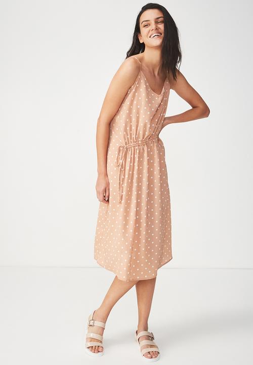 Cotton On - Woven mimi rouched midi dress - peach
