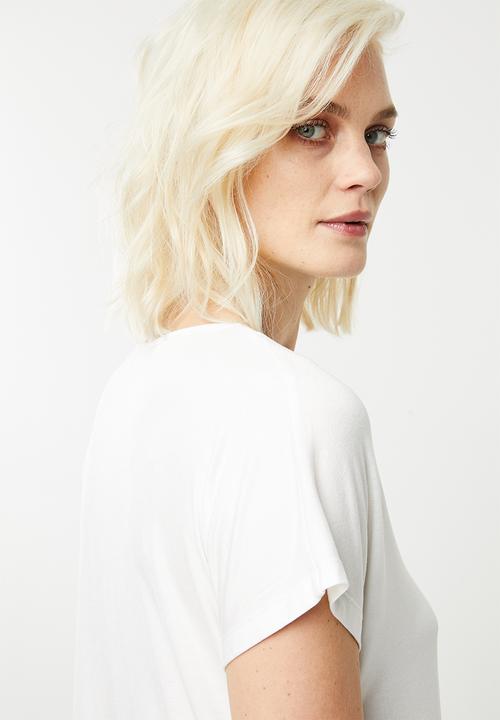 Superbalist - Slub tee with v-neck - white
