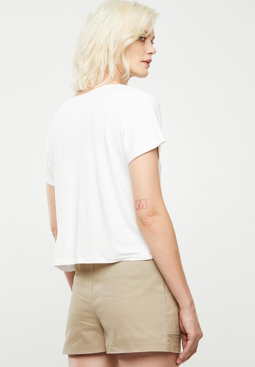 Superbalist - Slub tee with v-neck - white