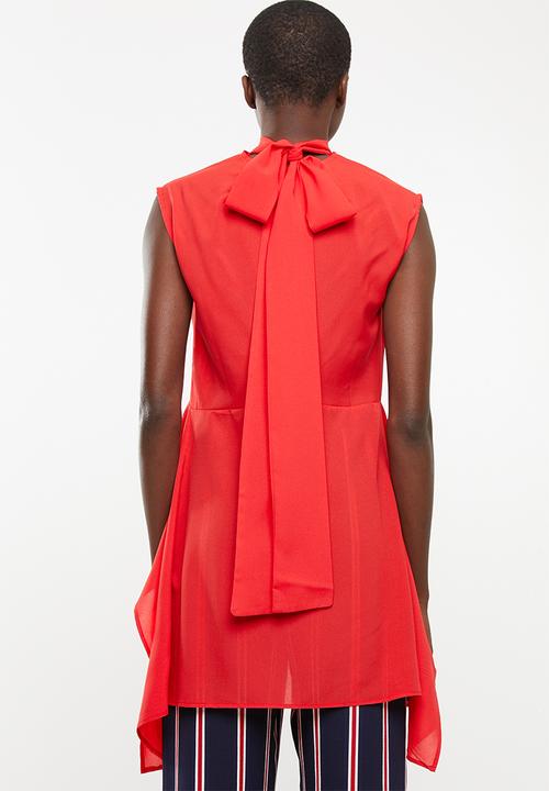 STYLE REPUBLIC - High neck kittybow blouse - red