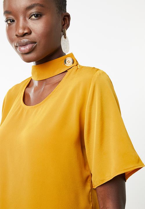 STYLE REPUBLIC - Choker neckline blouse - yellow