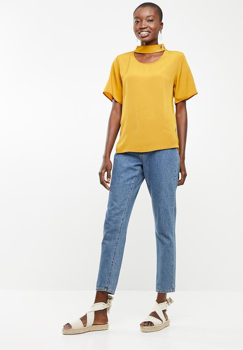 STYLE REPUBLIC - Choker neckline blouse - yellow