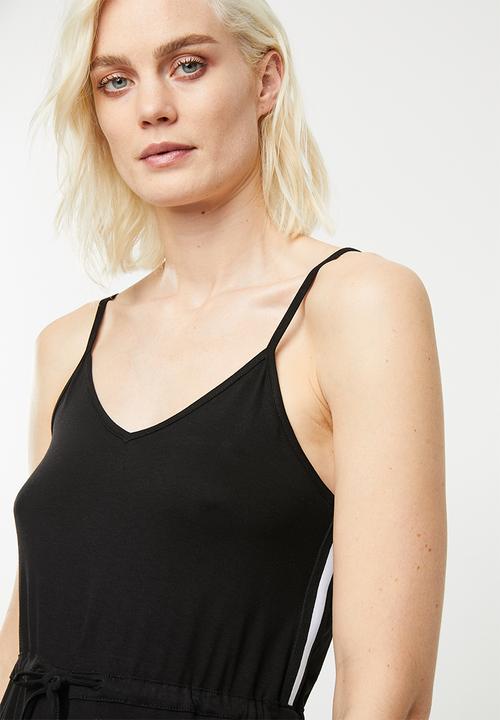 Superbalist - Sporty trim playsuit - black 