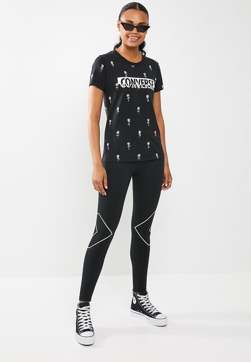 Converse - Rose print tee - black