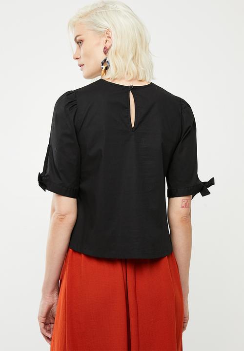Superbalist - Tie sleeve blouse - black 