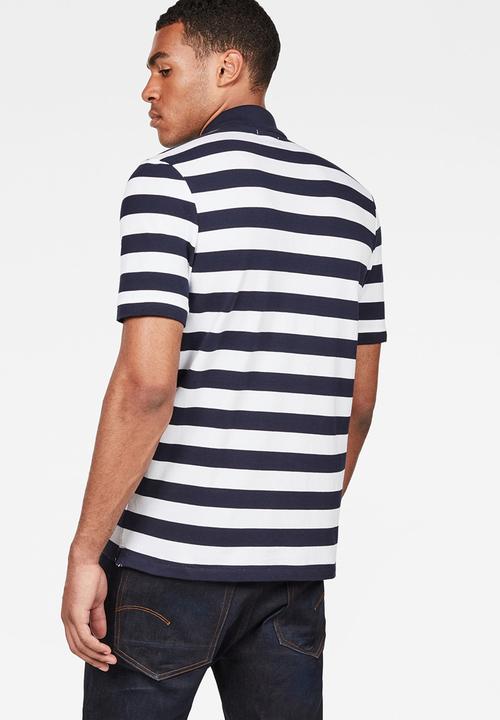 G-STAR - Bantson core short sleeve polo - white & blue 