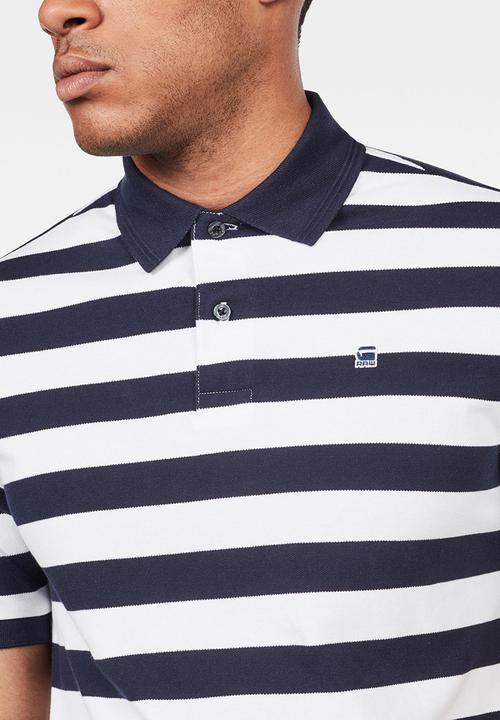 G-STAR - Bantson core short sleeve polo - white & blue 