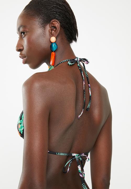London Hub - Cactus print triangle bikini set - multi