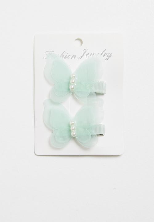 Pop Candy - Butterfly hair clips - green