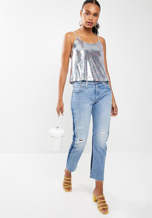 New Look - Go light rainbow sequin cami - silver