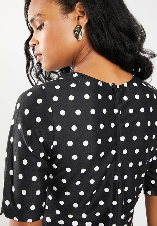 edit - Short sleeve pencil dress - black & white