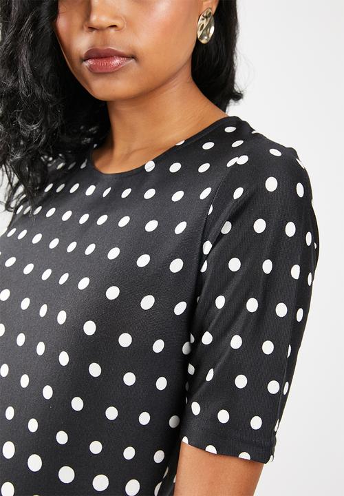 edit - Short sleeve pencil dress - black & white