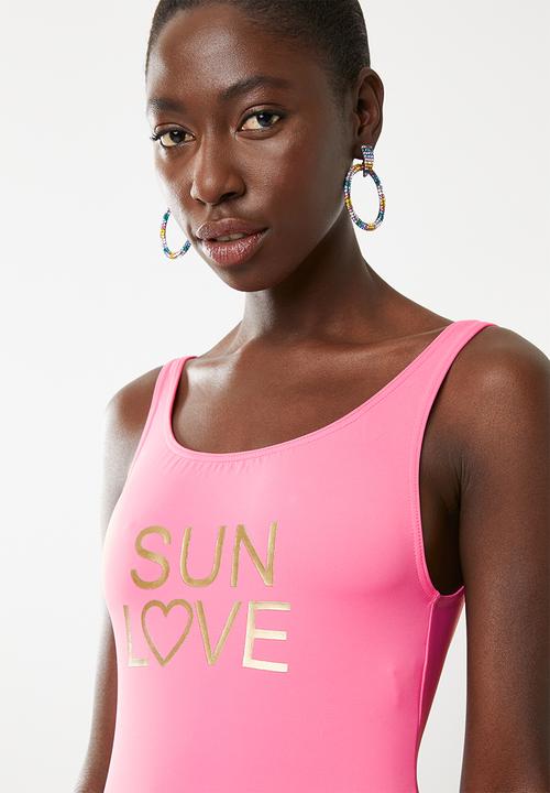 Sun Love - Slogan one piece - pink