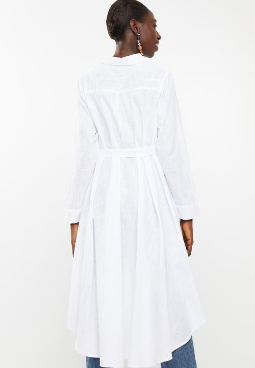 STYLE REPUBLIC - High low linen look maxi shirt - white