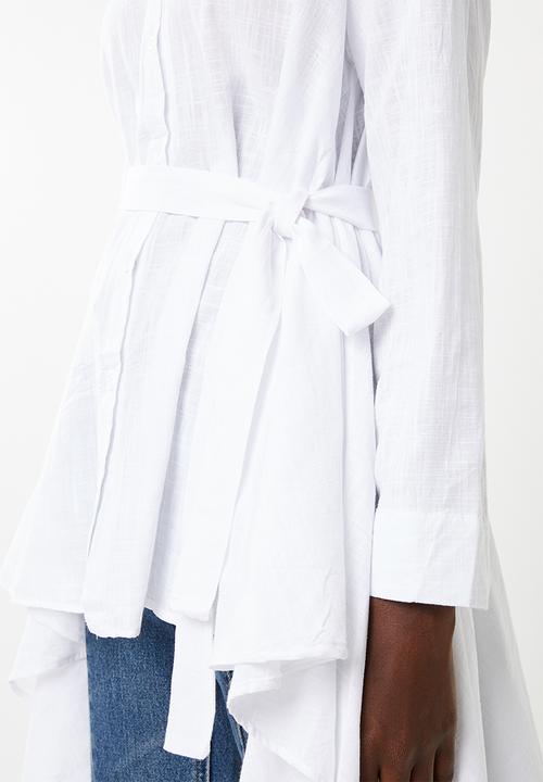 STYLE REPUBLIC - High low linen look maxi shirt - white