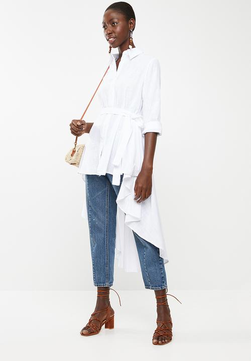 STYLE REPUBLIC - High low linen look maxi shirt - white