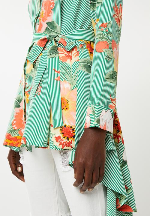 STYLE REPUBLIC - High low linen look maxi shirt - green