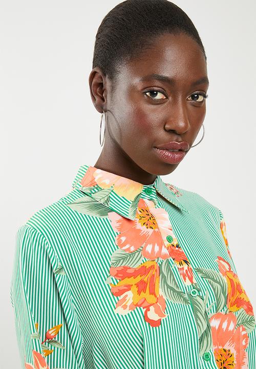 STYLE REPUBLIC - High low linen look maxi shirt - green