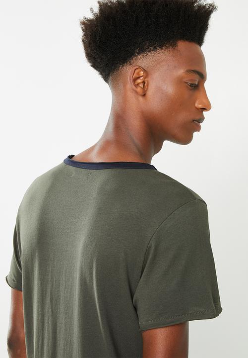 Brave Soul - Haus short sleeve raw hem T-shirt - khaki