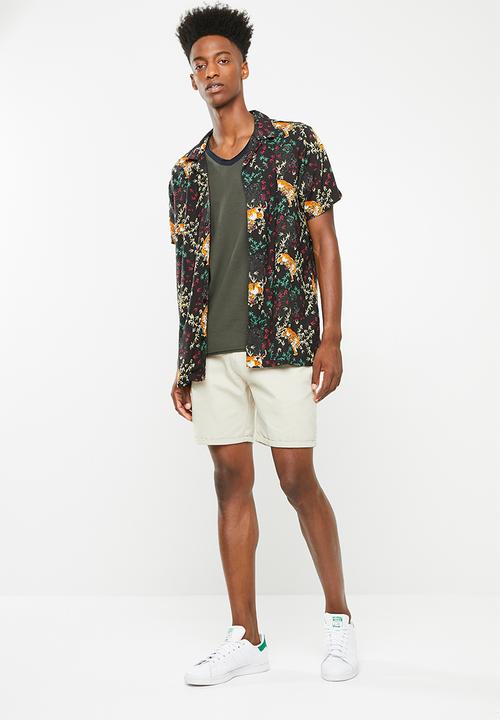 Brave Soul - Haus short sleeve raw hem T-shirt - khaki