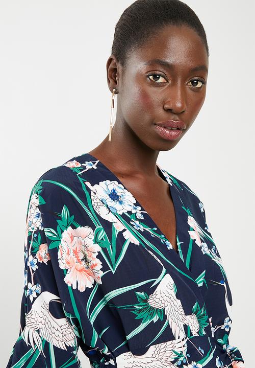 STYLE REPUBLIC - Volume wrap kimono jacket - navy