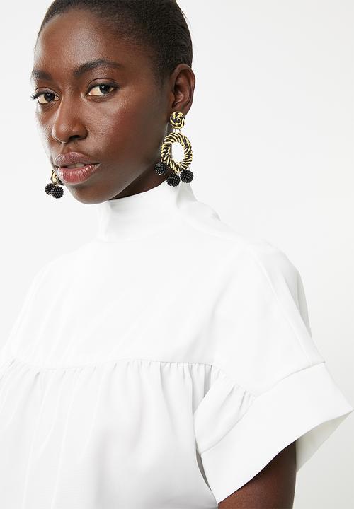 DAVID by David Tlale - Sarafina short sleeve blouse - white
