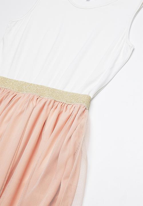 Rebel Republic - Combo dress - white & peach