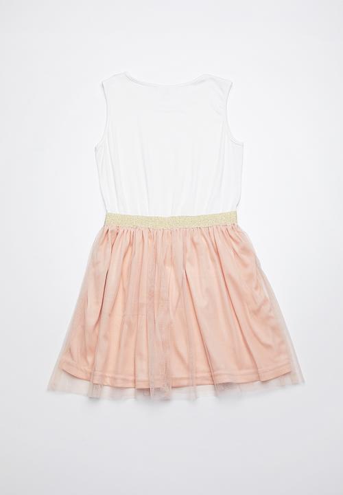 Rebel Republic - Combo dress - white & peach