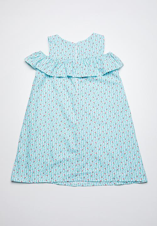 Rebel Republic - Cold shoulder frill dress - multi