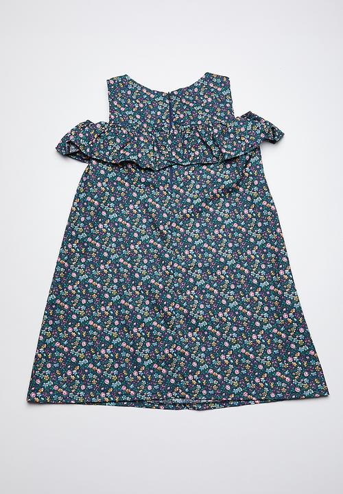 Rebel Republic - Cold shoulder frill dress - multi
