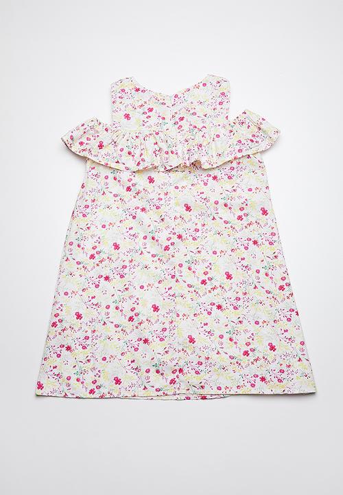 Rebel Republic - Cold shoulder frill dress - multi