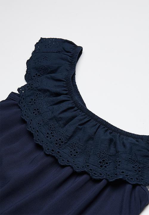 Rebel Republic - Bardot frill dress - navy