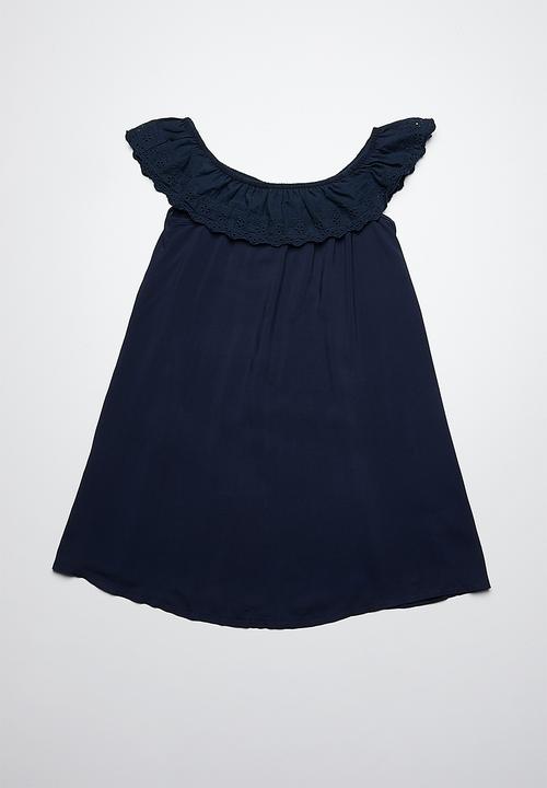 Rebel Republic - Bardot frill dress - navy