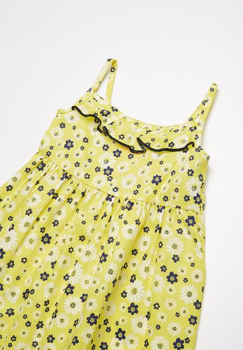 Pop Candy - Frill Summer ditsy print dress - yellow