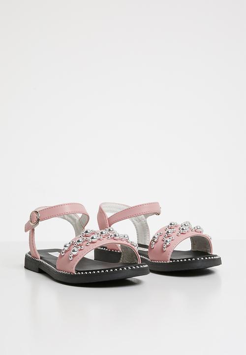 Pop Candy - Silver bead sandals - pink