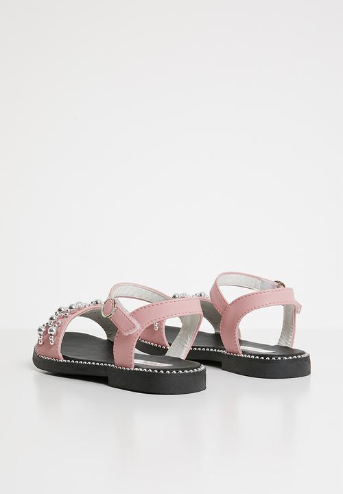 Pop Candy - Silver bead sandals - pink