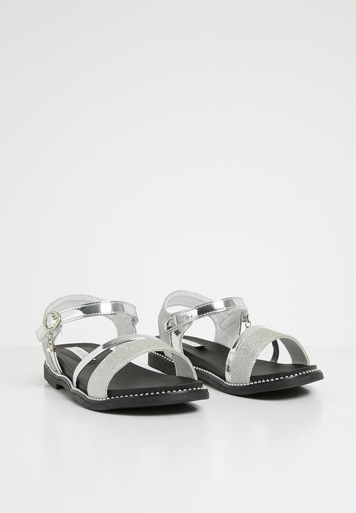 Pop Candy - Metalic crossover sandals - silver