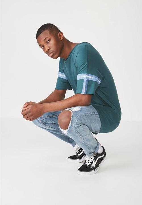 Cotton On - Drop shoulder longline tee - blue