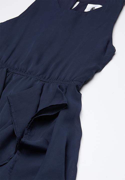 Rebel Republic - Chiffon dress with ruffle detailing - navy