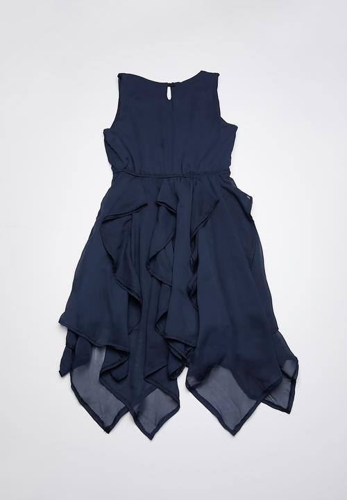 Rebel Republic - Chiffon dress with ruffle detailing - navy