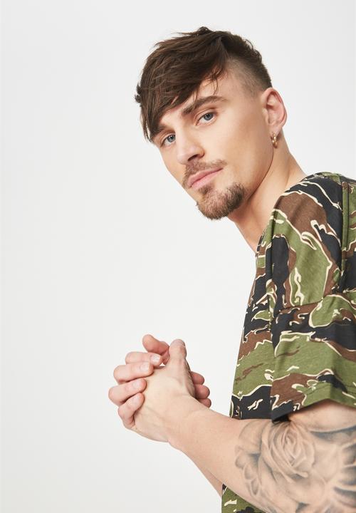 Cotton On - Drop shoulder longline tee - green