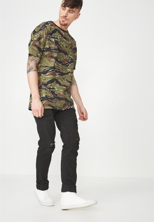 Cotton On - Drop shoulder longline tee - green