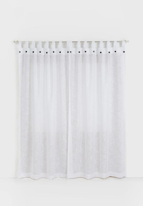Sixth Floor - Button detail tab top unlined curtain - white