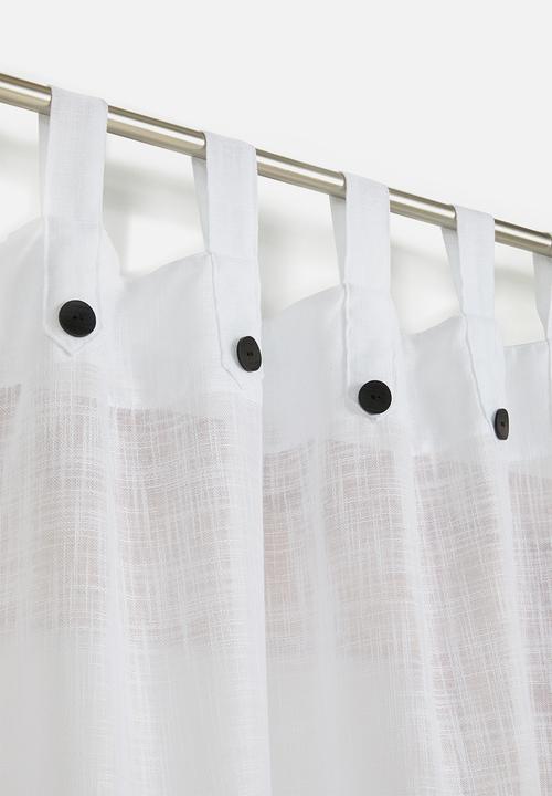 Sixth Floor - Button detail tab top unlined curtain - white